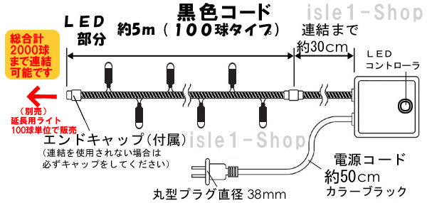 イルミネーション】 新LEDイルミネーション100球 ストリングライト お試し サンプル