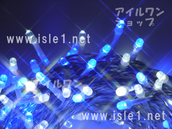 LEDイルミネーション100球透明色コード（青白ミックス)ストリングライト