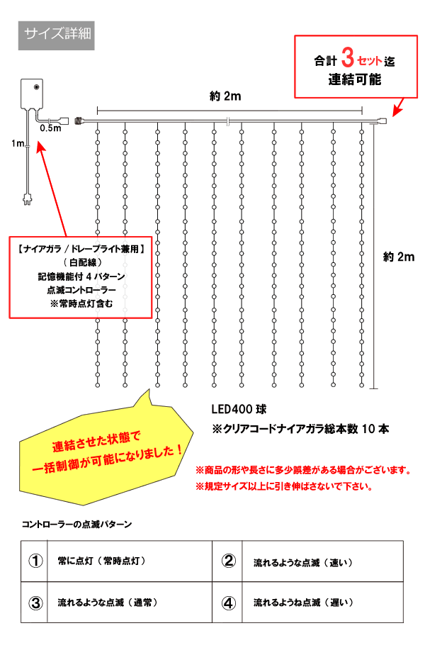 LED流れるナイアガライルミネーション（ブルー) カーテンライト ドレープライト